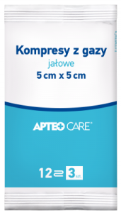 KOMPRESY Z GAZY JAŁOWE APTEO 5 x 5cm x 3 sztuki