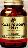 SOLGAR Kwas Foliowy 400µg x 100 tabletek
