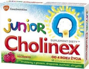 JUNIOR CHOLINEX x 8 pastylek do ssania smak malinowy