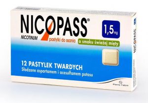 NICOPASS 1,5mg x 12 pastylek do ssania o smaku świeżej mięty